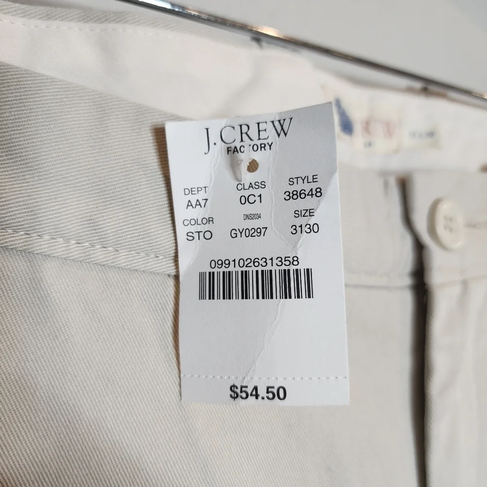 NWT J. Crew Urban Slim‎ Fit Light Beige Chino Pants Men's Size 31×30